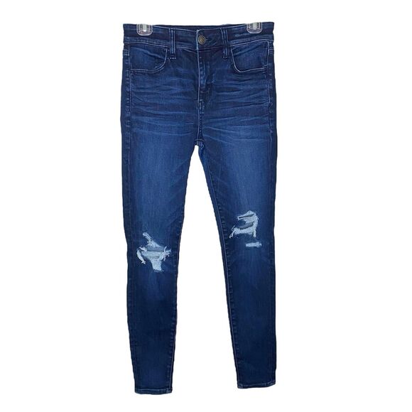 American Eagle Next Level Stretch Hi Rise Jegging Distressed Size 4 Short - Picture 1 of 8